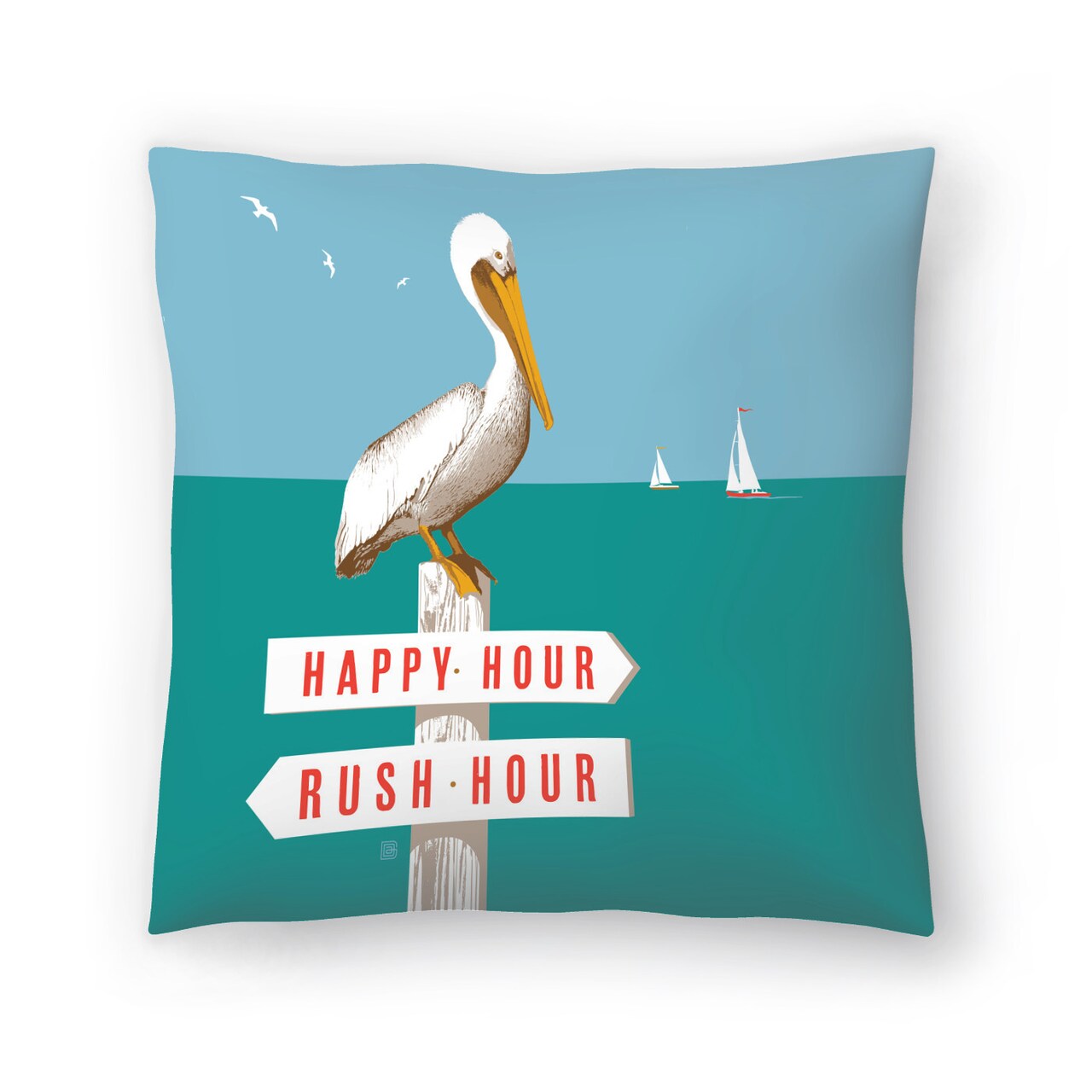 Rush Hour Happy Hour Pelican Square Americanflat Decorative Pillow